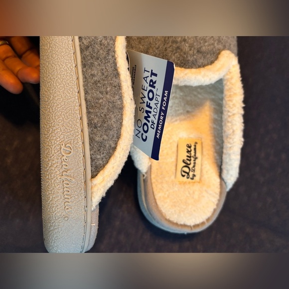 🩶🩶Dearfoams Gray Slippers with Cream Lining size US 9-10🩶❤️‍🔥 - Picture 7 of 9